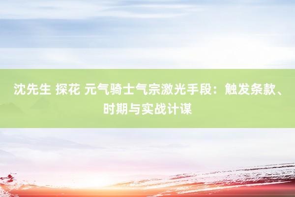 沈先生 探花 元气骑士气宗激光手段：触发条款、时期与实战计谋