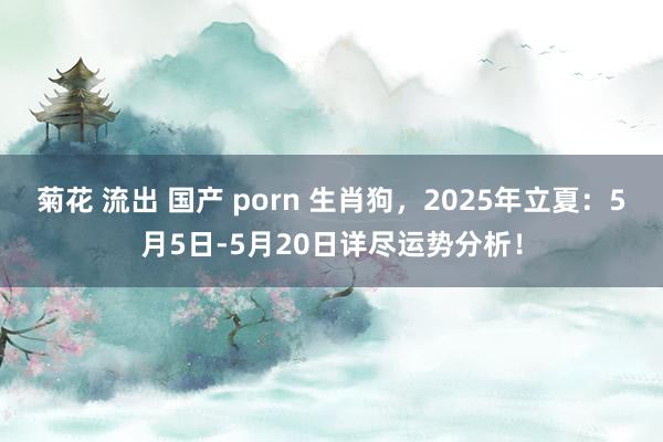 菊花 流出 国产 porn 生肖狗，2025年立夏：5月5日-5月20日详尽运势分析！