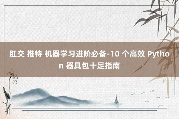 肛交 推特 机器学习进阶必备-10 个高效 Python 器具包十足指南