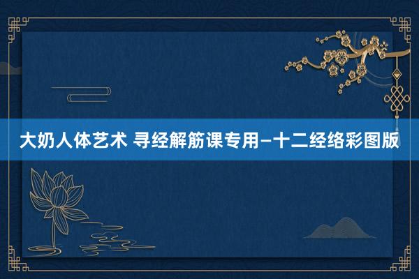 大奶人体艺术 寻经解筋课专用—十二经络彩图版